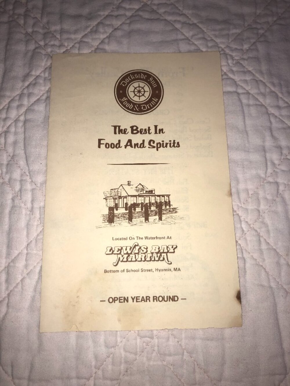 Dockside Inn Food & Drinks Menu Hyannis MA
